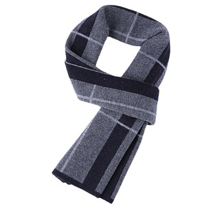 New men's pure wool scarf winter casual warm all wool scarf knitted plaid scarf manufacturers wholesale