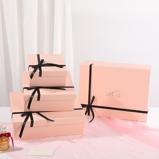 Pink Bow Gift Box Heaven and Earth Cover Accompanied Gift Box Valentine's Day Cosmetics Universal Gift Box Mother's Day Gift Box