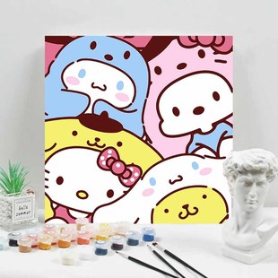 Factory direct 30 x 30 digital oil painting kulomi animation whole box wholesale stall mixed living room decorative painting