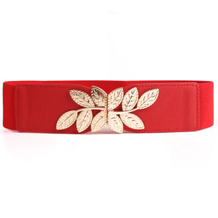 Waist Seal Belt Mesh Skirt Creative Fashion Metal Leaf Decorative Wide Women's Pants Elastic New