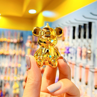 Acrylic plated UV imitation metal color gradient faceless bear DIY bag pendant key chain toy accessories
