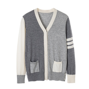 Baishi Wang Lawrence Academy Style ~ Milk Grey Double Pair Soft Waxy Skin-Friendly Wool Knitted Cardigan Women's Autumn Sweater Jacket