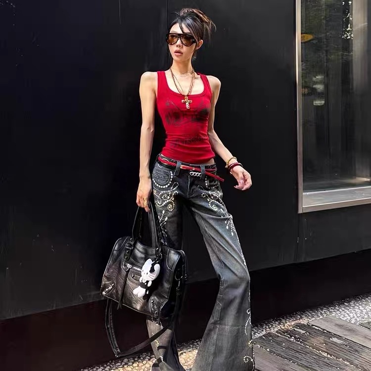 American Retro Style Sleeveless Outerwear Tank Top for Women, New Summer Style, Slim Fit Base Top, Wholesale