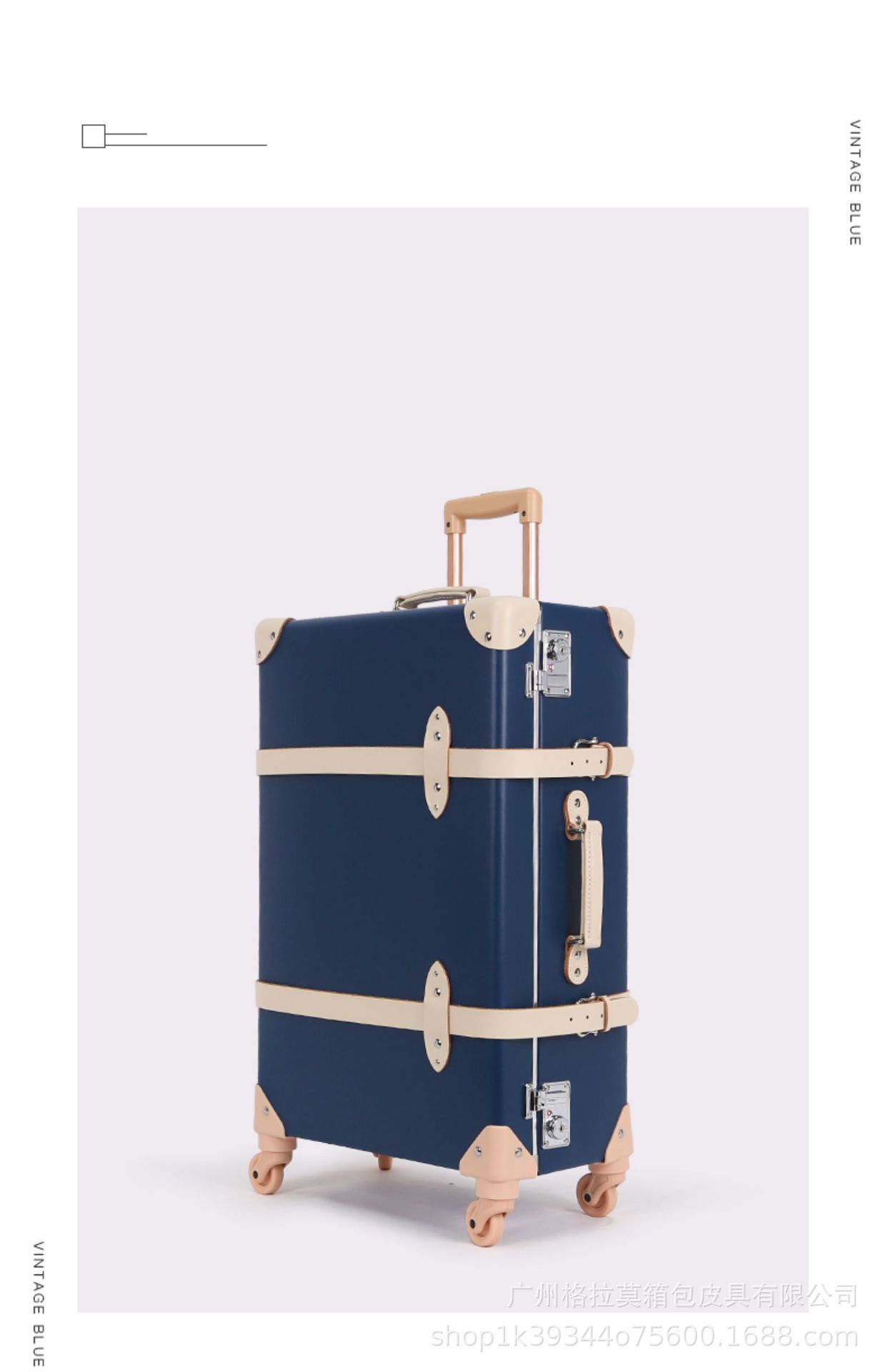 High-end Handmade Retro Luggage Women's Suitcase British-style Luggage Case Men's 24-inch Password Box