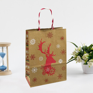 Factory wholesale Christmas gift bag paper bag Christmas Eve bag candy gift bag cross border in stock paper bag