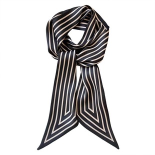 2024 Elegant All-match Black and White French Silk Scarf Women's Tie Hair Ribbon High-end Sense Hand-in-hand Gift Box Silk Scarf Belt Tie Bag for Women