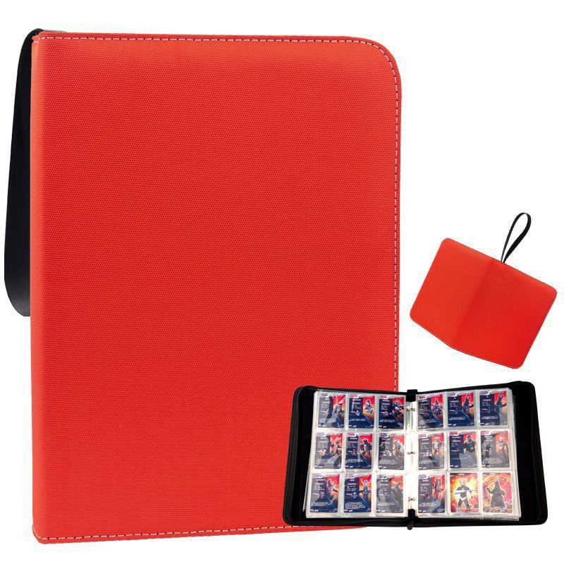 WOT I Trading Card Binder – 900 Pockets, Zippered, Red, Holds Baseball & Football Cards, Double-Sided Pages
