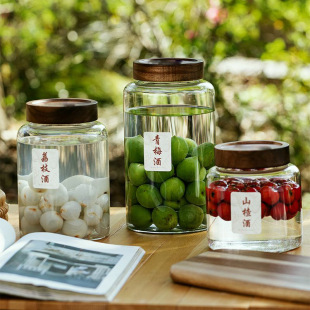 in stock sparkling wine glass bottle large sealed jar litchi green plum waxberry wine bottle home-brewed wine jar fruit wine fermentation wine barrel