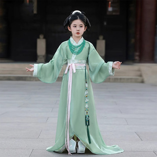 Зеленая одежда Воюющих Государств для девочек Hanfu Китайский стиль Вэй Цзинь, Северная и Южная династии