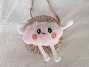 Children's Small Bag Cartoon Doll Cute Straw Bag Woven Bag Summer Seaside Travel Crossbody Straw Small Round Bag