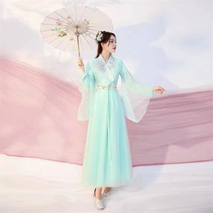 Ancient Style Women's Han Dynasty Skirt Fairy Slim Fit Fresh and Elegant Fairy Style Ancient Style Wide Sleeves Guzheng Performance Clothing Spring and Summer