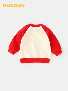 DUUDUU Ruilong Spring and Autumn Baby Clothes One-year-old Kids Going Out Trendy Chinese Style Long Sleeve Red Baby Sweatshirt
