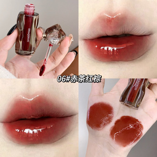 Sakino Glaze Crystal Water-transparent Mirror Lip Glaze Not Easy to Stick Cup Makeup-holding Color-developing Water-moistened Doodle Lips Autumn and Winter Lip Honey