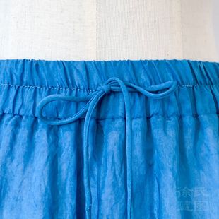 Dali Handmade Tie-Dye Ethnic Style Skirt Summer Casual Vacation Slimming Look Blue Dyed Double-Layer A-Line Skirt