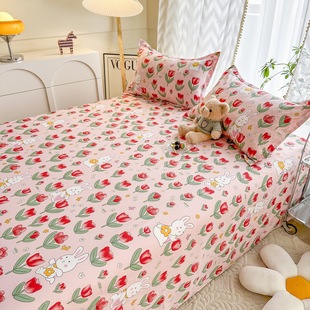 Single Small Fresh Washed Cotton Single Bed Sheets Pastoral Style Brushed Student Dormitory Single Bed Sheets Three-piece Set Wholesale