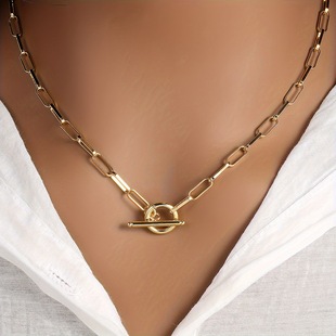 Simple non-fading titanium steel box chain neutral personality Ot buckle necklace suitable for daily wear DIY necklace