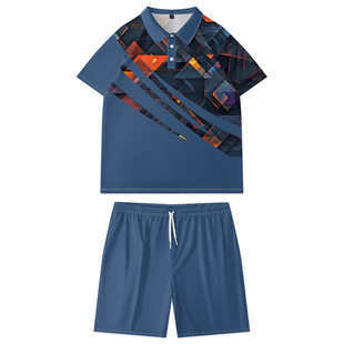 Spring and summer Europe and the United States POLO suit short sleeve men's 3D digital printing plus size daily cross-border foreign trade high street leisure
