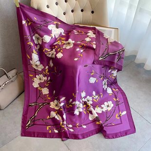Fashion Joker Square Silk 110*110 Headscarf Women's Satin Printed Scarf Live Explosions Scarf Wholesale