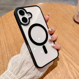 Чехол для телефона iPhone16promax Акрил прозрачный магнитный притяжение для Apple 16e защитный чехол 15 трансграничный новый