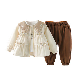 Baby Girl's Casual Autumn Clothes Children's Three-Piece Children's Clothing New 1-2-3 Years Old Baby Girl's Western Style Children's Outgoing Clothes
