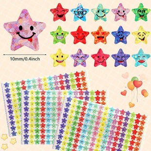 10 Sheets/Pack of Laser Smiley Face Stickers Reward Chart Decorative Stickers Labels