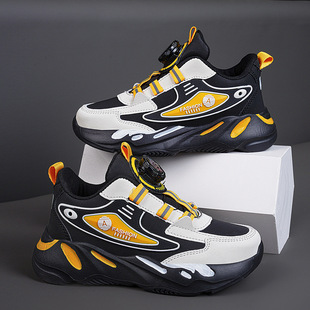 2024 New Boys' sneaker Leather Breathable Lightweight Deodorant Children's Running Shoes Swivel Buckle Explosions for Middle and Big Children