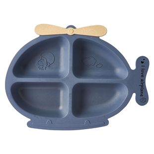 Children's Dinner Plate Wheat Split Plate Spoon Fork Household Cute Cartoon Baby's Rice Plate Small Plane Separated Tableware suit