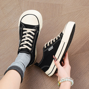 Korean Mango Head Canvas Shoes 2025 Spring All-match Thin Breathable Casual Board Shoes Thick-soled Cloth Shoes W-2575