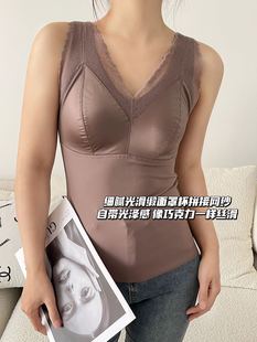 298 Spring and Summer Traceless Underwear Women's Mulberry Silk Beautiful Back Women's Thin Long Lace Wide Shoulder Vest with Chest Pad Bra
