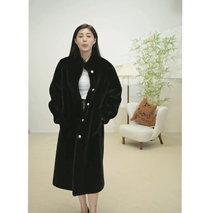 2024 autumn and winter new European mink coat women's long thickened fur one imitation mink velvet plus size fur coat