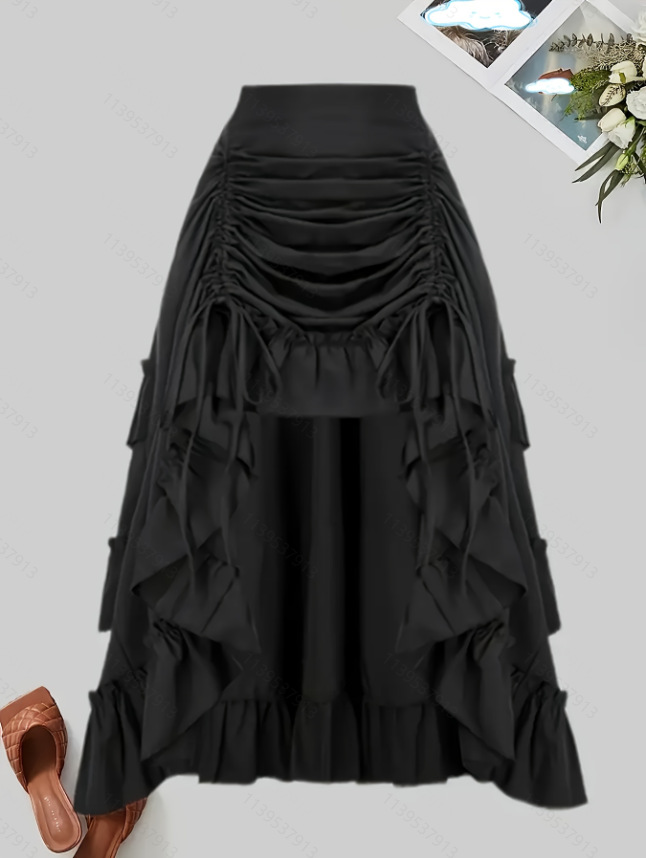 Solid Color Ruffled Skirt