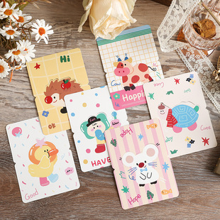 Cute retro cartoon greeting card children's three-dimensional card handwritten gift message card head happy birthday card thank you card