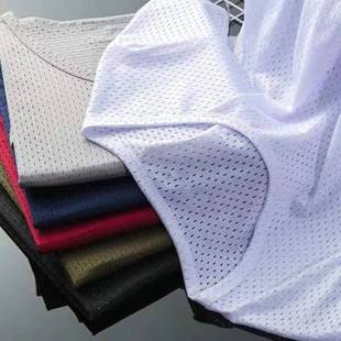 Ice Silk Short-sleeved T-shirt Men's Summer Thin Quick-drying Air-conditioning Mesh Breathable Hollow-out plus size Base Shirt Trendy