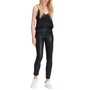 Qiying leather pants women's cropped slim-fit stretch all-match tight high waist legging stretch sheepskin pencil pants