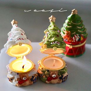 Ceramic Christmas Tree Candle Rabbit Handmade Low Temperature Aromatherapy Candle Cute Female Birthday Gift Incense Atmosphere Gift
