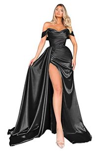 Cross-border foreign trade e-commerce hot new evening dress party host banquet high split sexy off-shoulder slimming gift