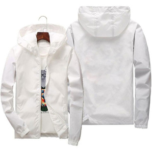 2023 spring and autumn men's jacket cross-border coat young students Korean thin top clothes hooded windbreaker printed logo