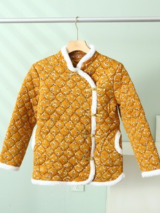 Flower cotton-padded jacket female northeast winter retro cotton rural mother cotton-padded jacket plus fat ethnic style buckle Tang suit wholesale