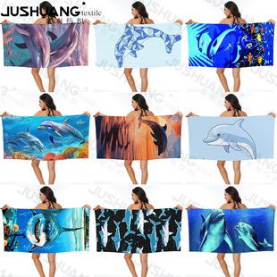 Dolphin beach towel bath towel wholesale microfiber digital printing portable quick-drying absorbent Amazon Hinton