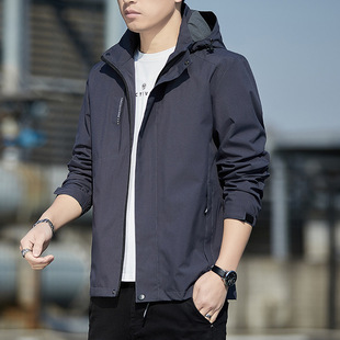Foreign Trade New Spring and Autumn Jacket Men's Korean Fashionable Loose Casual Jacket with Vertical Collar Men's Simple Hooded Top