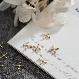 Nail Art Small Jewelry Cross Fork Alloy Skull Gold and Silver Black Series Nail ins Accessories Net Red Cross Rack