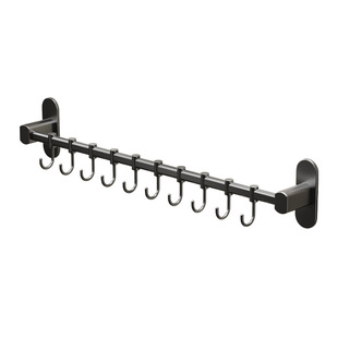 Kele Black Kitchen Hook Punch-free Wall-mounted Kitchenware Storage Rack Storage Rack Storage Rack for Kitchen and Bathroom Hook Rack