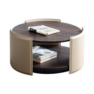Italian Style Minimalist TV Cabinet Coffee Table Combination Carbon Steel Home Modern Simple Saddle Leather Coffee Table TV Cabinet Customization