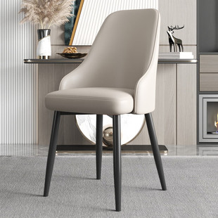 European Style Dining Chair Home Nordic Light Luxury Dining Chair Modern Simple Backrest Chair Leather Soft Bag Restaurant Meal Brown:
