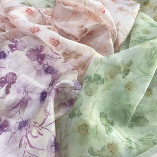 Factory Direct Sales New Floral Print Chiffon Slim Dress Full Polyester Dyeing Process Spring and Summer Clothing Surface