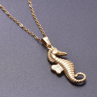 European and American Stainless Steel Hippocampus DIY Accessories Light Luxury Niche Accessories Stainless Steel Necklace Vacuum 18k Electroplating