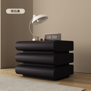 Cream Style Bedside Table Italian Normcore Accessible Luxury Modern Simple Bedside Table Home Accessible Luxury Leather Storage Bedside Table