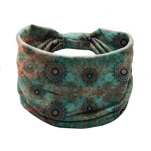 [African Headscarf] Women's printed ethnic wide-brimmed knotted headscarf elastic hair band Sports sweat-absorbent headband headdress