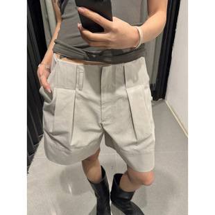 Longmei LC Pleated Shorts 2025 Spring and Summer New Korean Style Simple Casual Loose All-match Straight Pants
