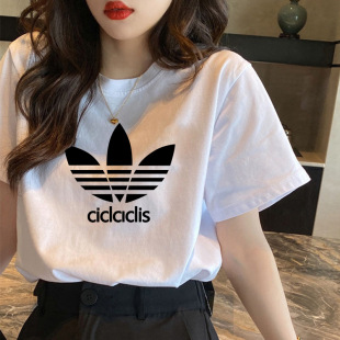 Pure Cotton Short-sleeved T-shirt Women's All-match Loose Couple's Shirt White Short-sleeved Top for Summer